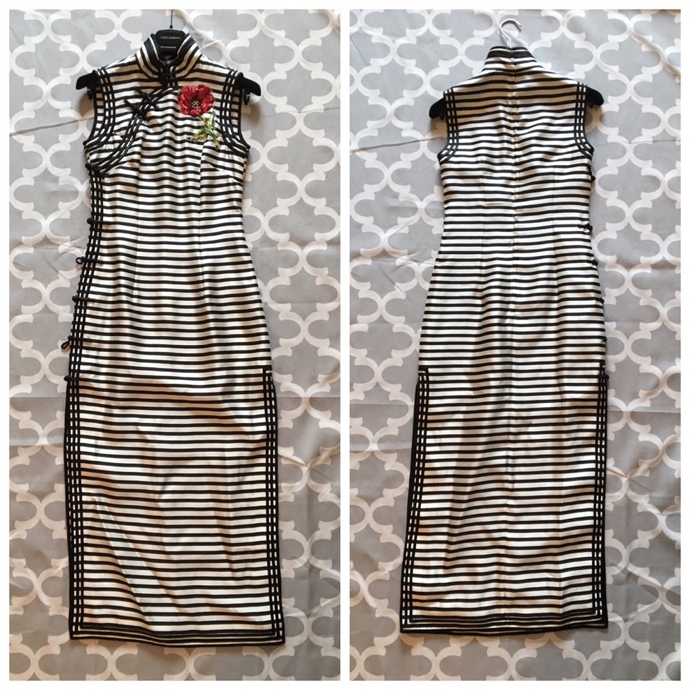 Dolce & Gabanna Runway Striped Dress Cheongsam